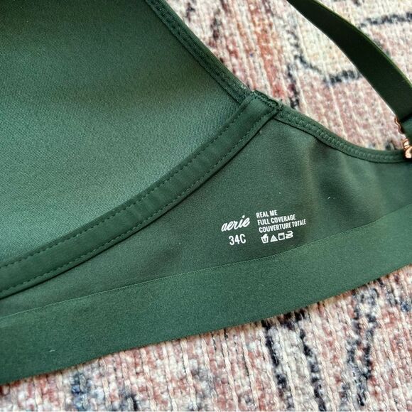 AERIE Real Me Full Coverage Wireless Bra Green size 34C - Picture 8 of 9